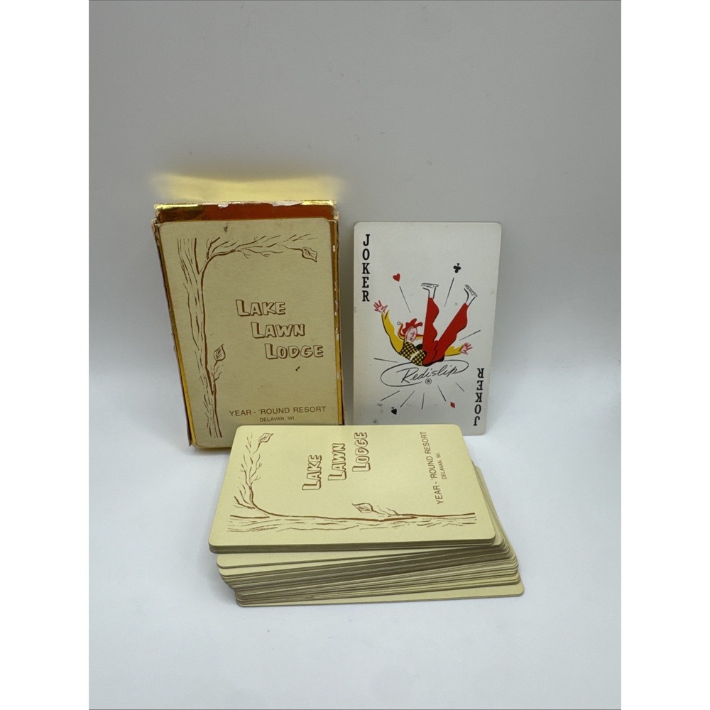 Vintage Lake Lawn Lodge Resort Delavan Lake Wisconsin Playing Card brown bigelow